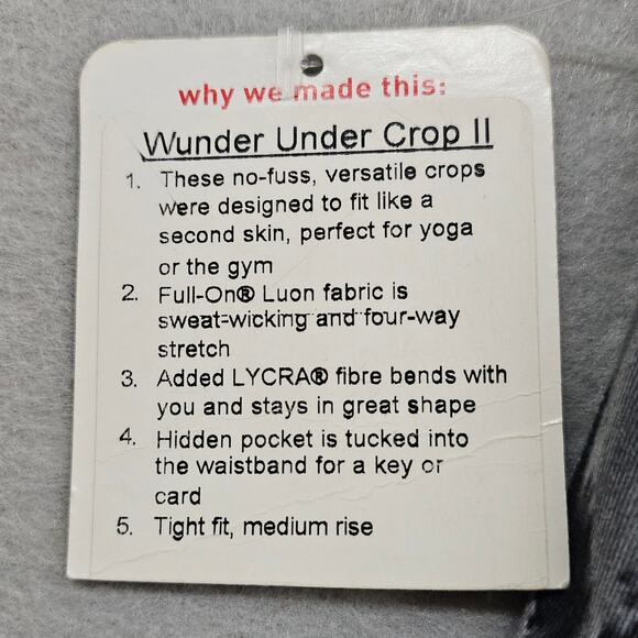 NWT Lululemon Leggings Womens Size 2 Wunder Under Crop II White Gray Stretch - Picture 9 of 12